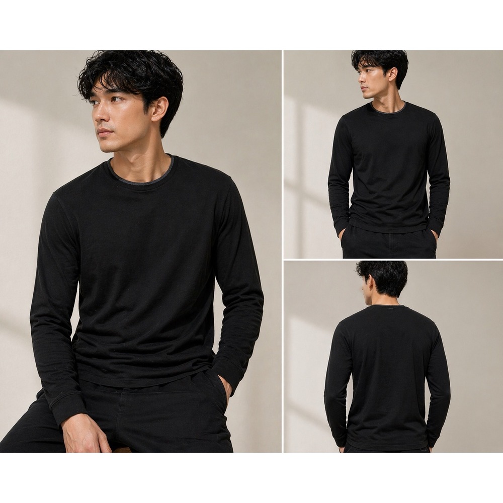 James Perse Mens Black Cotton Long Sleeve Crew Neck Sweater MFGC3279 Size 1 S